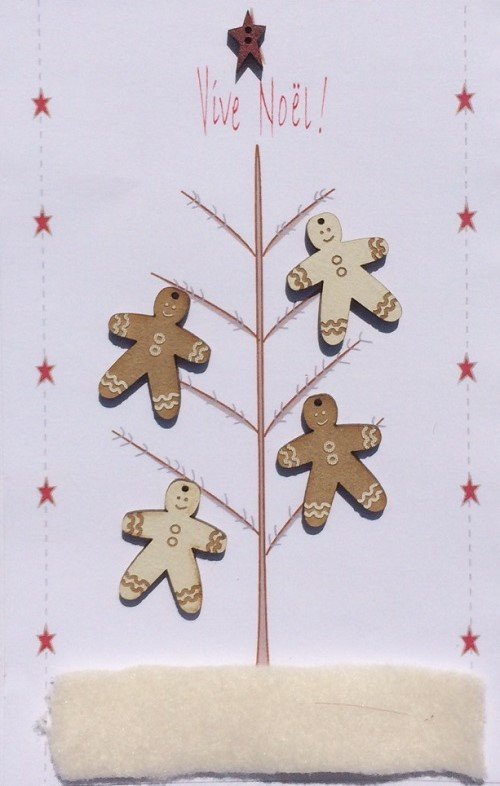 Wooden Hand-Painted Cream & Beige Gingerbread Men Buttons