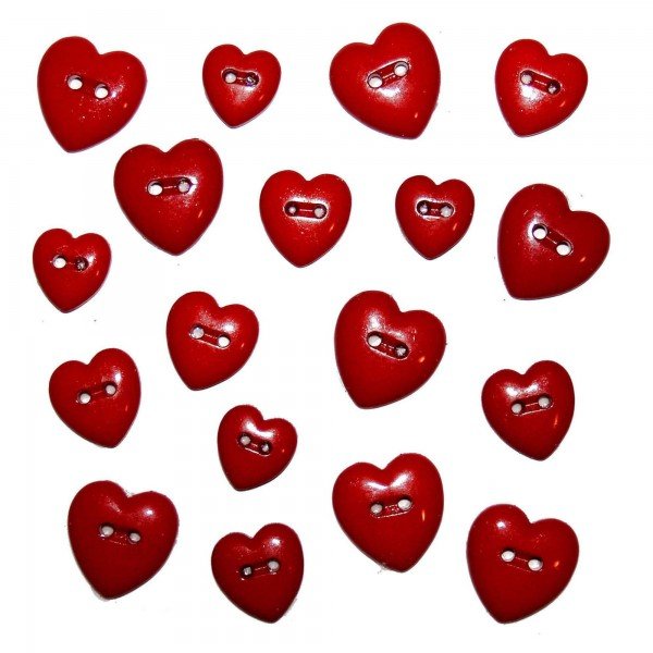Sew Through Hearts Assorted – Creative Collection Red button pack