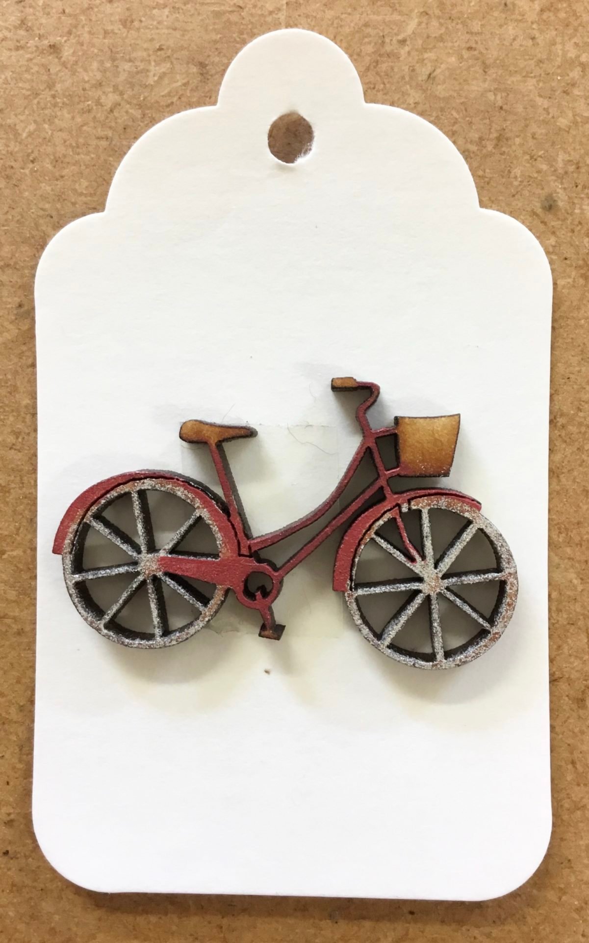 Amsterdam Bike Wooden Hand-Painted Button – Red