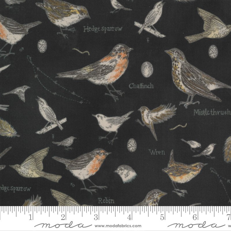Janet Clare – Botanicals – Charcoal Birds Nature Fat 1/4
