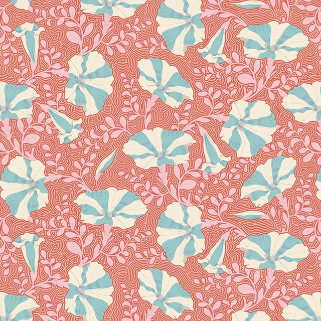 Tilda Garden Life – Striped Petunia Coral Fat 1/4
