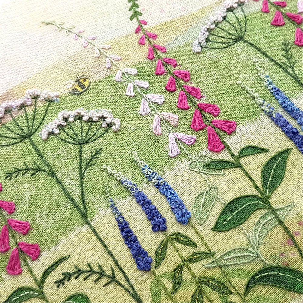 Foxgloves Embroidery Kit by Beaks & Bobbins