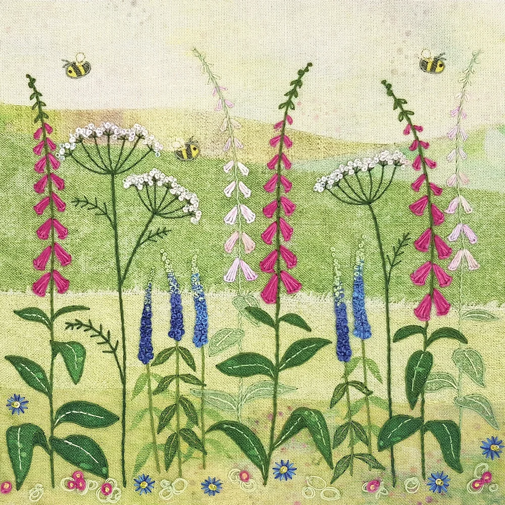 Foxgloves Embroidery Kit by Beaks & Bobbins