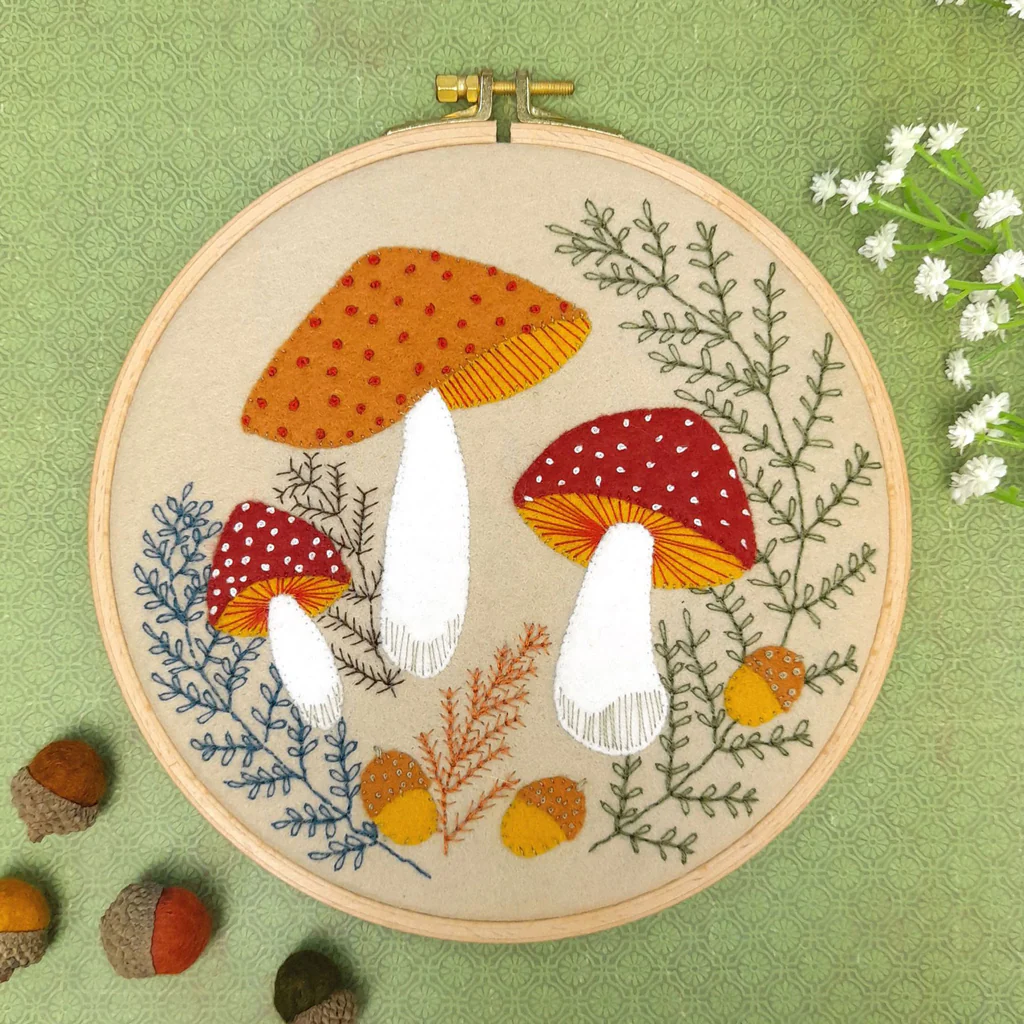 Toadstools Applique Hoop Craft Kit by Corinne Lapierre