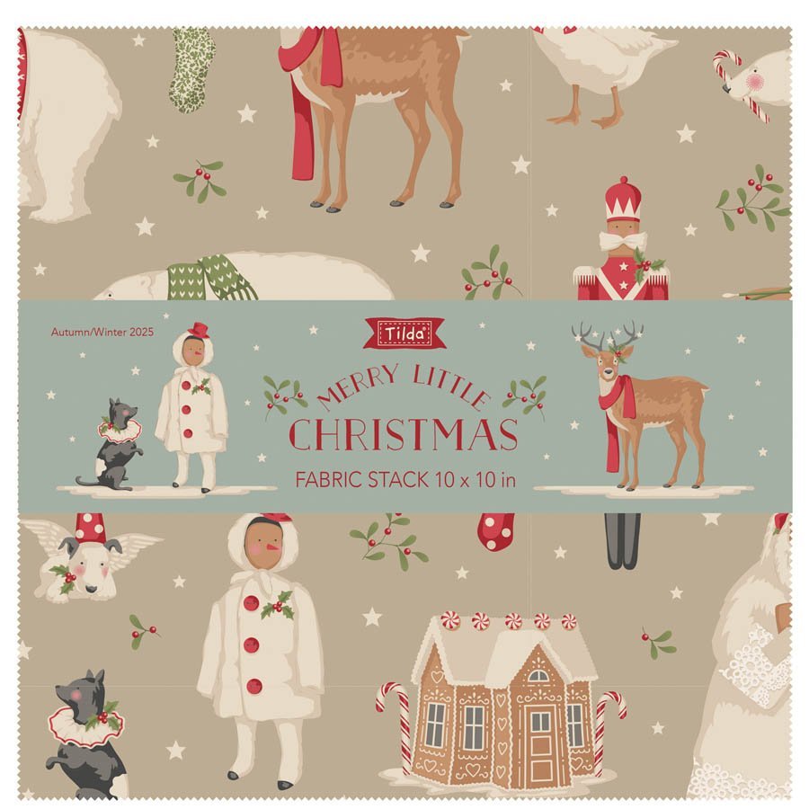 Tilda Merry Little Christmas – Fabric Stack / Layer Cake 10″ squares, 40 pieces (Pre-order July 2027)
