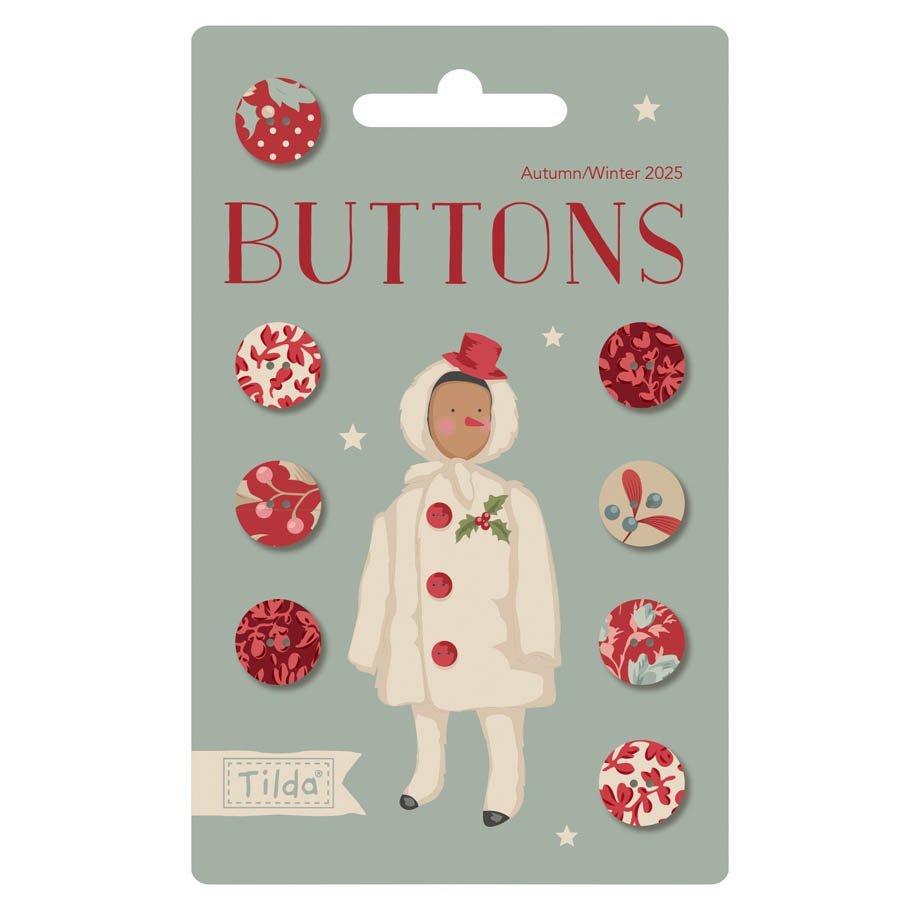 Tilda Merry Little Christmas – Buttons 12mm, pack of 8 (Pre-order July 2027)