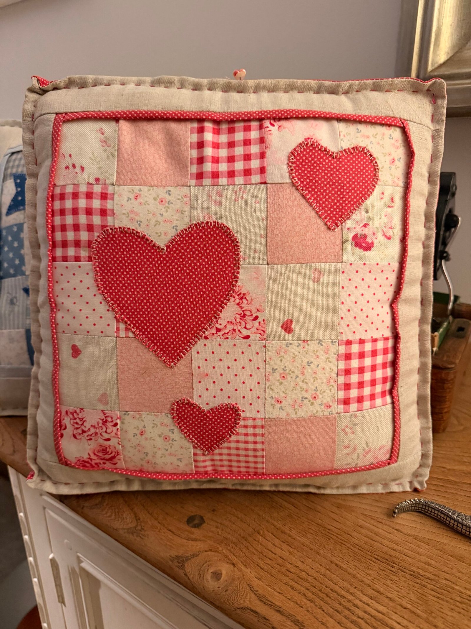 Patchwork Heart Cushion Kit – Pink