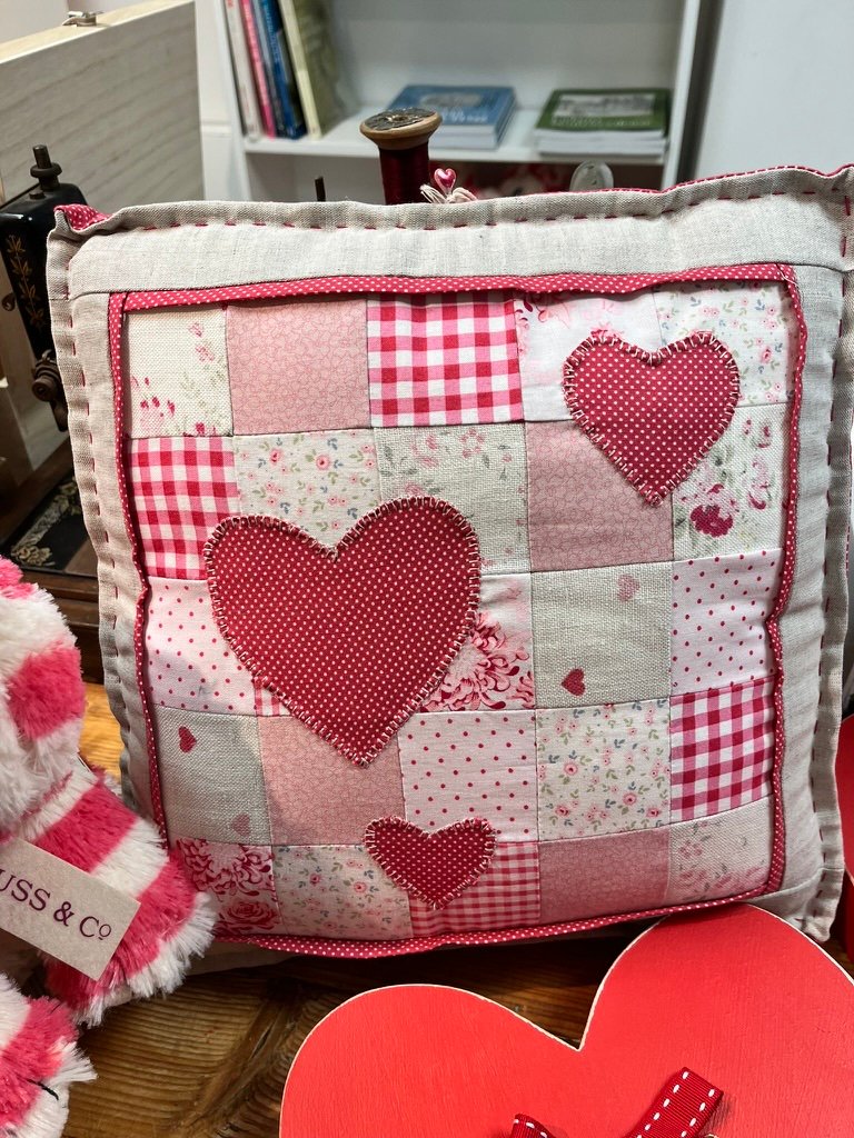 Patchwork Heart Cushion Kit – Pink